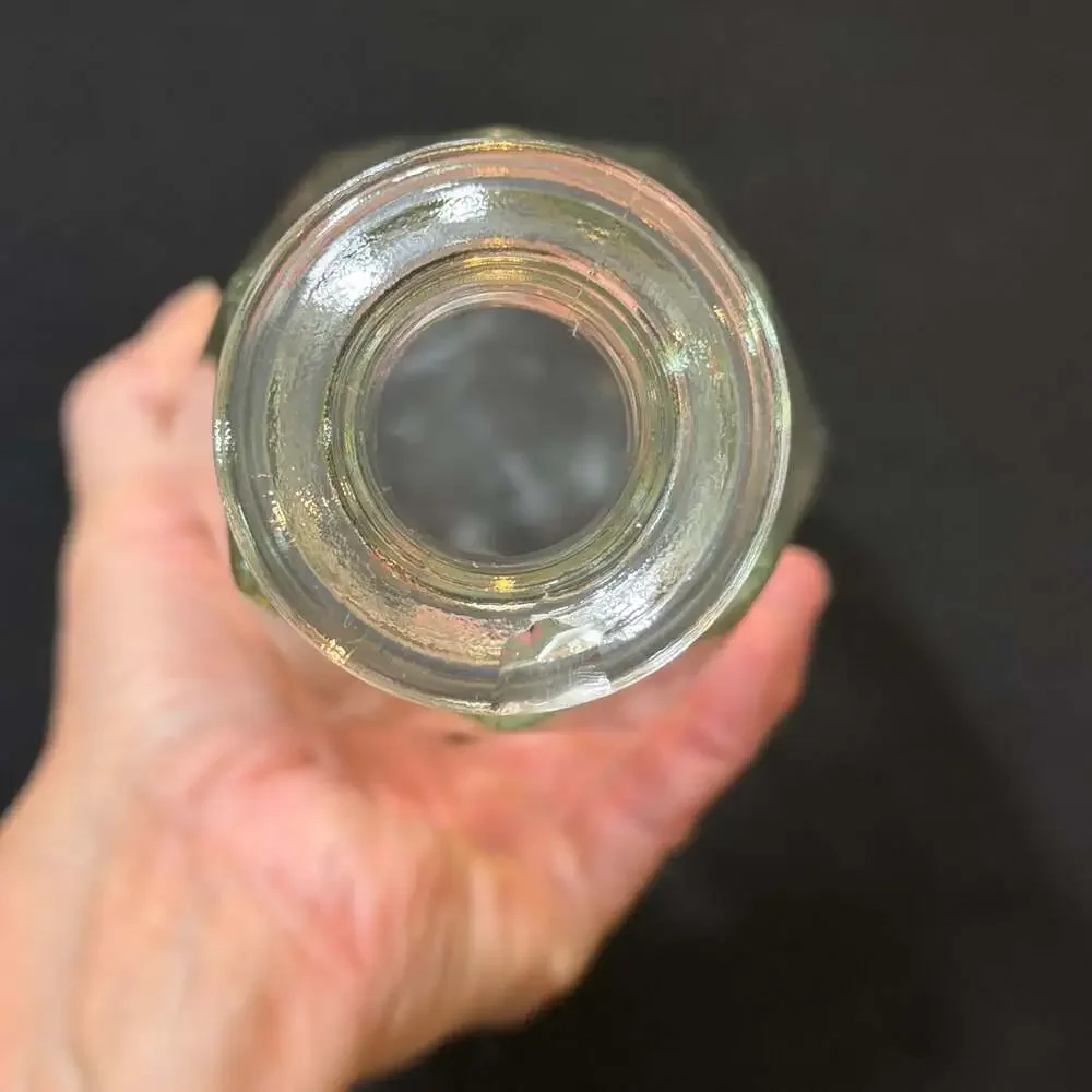 Vintage Clear Glass Faceted Hexagonal Decanter Bottle with Glass Stopper